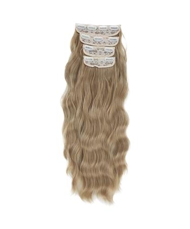 Beavorty hair extension set of four highlights blonde clip in hair extensions 6d hair extensions light brown hair extensions hairpieces hair toppers Miss High temperature wire wig curls