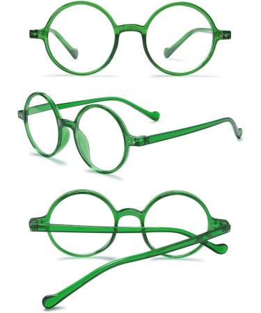 Koosufa Round Reading Glasses with Blue Light Filter for Men & Women - TR90 Retro Full-Rim Anti-Fatigue Visual Aid in Transparent Green (Strengths 0.0 to 4.0) - Buy Online on GoSupps.com