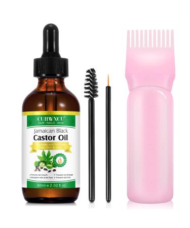 Jamaican Black Castor Oil 2.02 Fl Oz With Applicator Bottle 6 Ounce- 100% Pure & Natural - Organic Castor Oil for Hair Growth Eyelashes Eyebrows - Skin & Body Care - Cold Pressed Process.