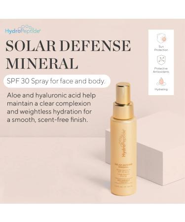 HydroPeptide Solar Defense Mineral SPF 30 Sunscreen Spray - 3.4 fl oz Face & Body Protection - Buy Online on GoSupps.com