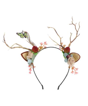 Reindeer-anti-anti-lemand Hirsch-EiHih-stirring strap Christmas antlead of the lags Hirsch-headband with butterfly sweet Christmas hair tire for Christmas party