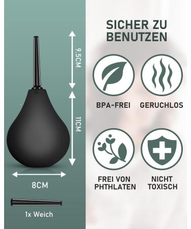 Enema for Intestinal Cleansing 224ML | Butt Shower Irrigator | Intimate Shower for Anal & Vaginal Use | Black - Shop Internationally! - Buy Online on GoSupps.com