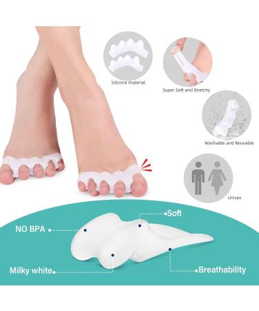 Toe Spreader Silicone (2 Pairs) & Hallux Valgus Relief | Overlapping Toes Pain Alleviation - Black & White - Buy Online on GoSupps.com