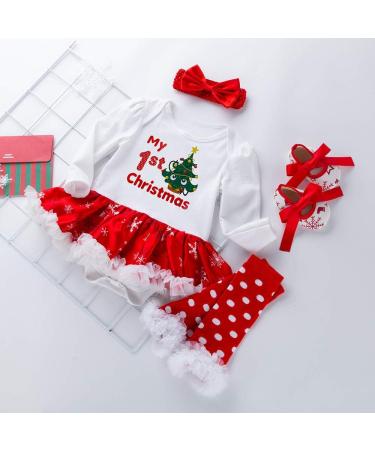 Winmany Newborn Baby Girls Christmas Romper Tutu Dress Set 0-3 Months with Headband, Leg Warmer, and Shoes - Buy Online on GoSupps.com