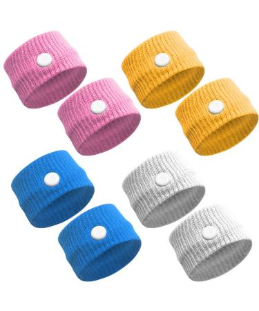 CPsyte 4 pairs of bracelets to relieve travel sickness travel acupressure bracelet fermentation ribbon for morning nausea seasid's sickness auto disease band white pink yellow blue