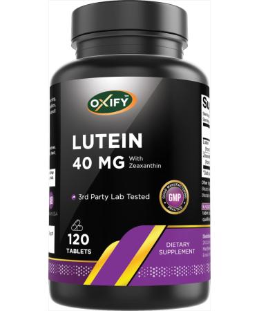 Oxify Lutein 40 mg | 120 Tablets | Gluten-Free Non-GMO | Supplement Made in USA