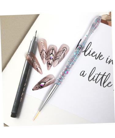 Mikinona 2sets Nail Art Drawing Pen Manicure Tools Professional Nail Art Supply Eyeliner Pens Nails Kit Wire Pulling Tools Nails Gel Transparent Handle Brush Sequins - Buy Online on GoSupps.com