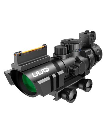 UUQ Prism 4x32 RedGreenBlue Triple Illuminated Rapid Range Reticle Rifle Scope W Top Fiber Optic Sight and Weaver Slots - Buy Online on GoSupps.com