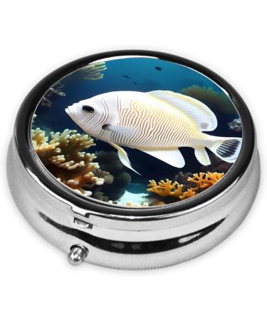 White-Golden Fishround Pill Box | 3 Compartment Travel Organizer | Portable Pill Box for Traveling - Buy Online on GoSupps.com