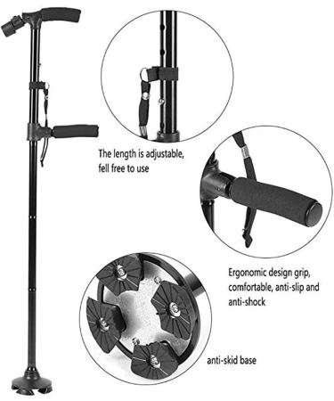 Walking Cane Folding Trekking Poles Double Handle Design with Flashlight Led Lights Adjustable Walking Stick for Old Men Get Up and Go - Buy Online on GoSupps.com