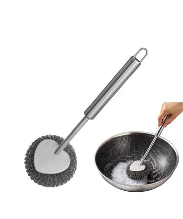 Stainless steel pot scratches stainless steel sponges pot cleaner set with handle scrubbing sponge pot cleaner set with 3 sponge steel sponge steel wool scrubber for kitchen bathroom and more (long)