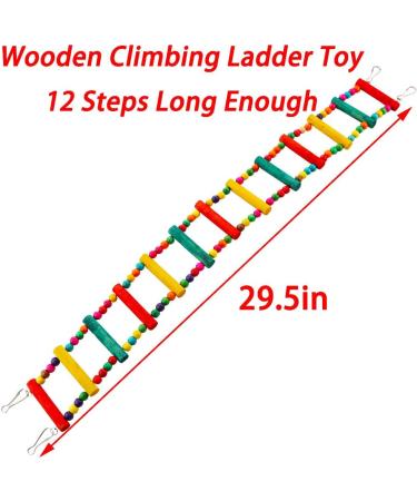 Wooden Climbing Ladder Toy for Small and Medium Birds - 12-Step Design for Parrots, Budgies, Cockatiels, Macaws, African Greys - VTurboWay - Buy Online on GoSupps.com