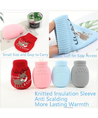 Royal Hong Beauty Mini Hot Water Bottle with Knitted Cover - Blue Rhombus Design | Pain Relief, Hot Compress, Hand Warmer | Silicone 320ML - Buy Online on GoSupps.com