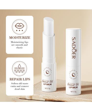 Coconut Oil Lip Balm - 100% Natural Moisturizes & Brightens Lips Fades Lip Lines | 2.7g - Buy Online on GoSupps.com
