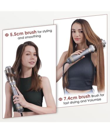 Fascinating Warm Air Brush | One-Step Ionic Hair Dryer with 3 Temperatures & 2 Brush Heads | 100+ Million Negative Ions for Silky Voluminous Hair - Buy Online on GoSupps.com