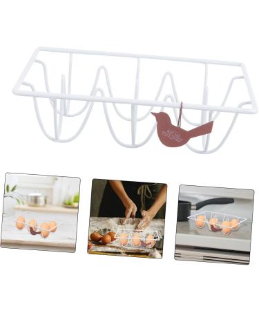 Angoily Egg Rack Egg Display Stands Fridge Containers Egg Holder Tray Eggs Refrigerator Iron Dispenser White White 18X12X5.5CM - Buy Online on GoSupps.com
