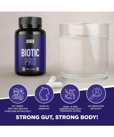 ESN Biotic Pro - 3x30 Capsules for Intestinal Flora | 4 Clinically Studied Bacterial Strains | International Shipping Available - Buy Online on GoSupps.com