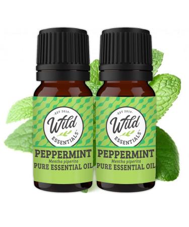 Wild Essentials Peppermint 100% Pure Essential Oil 2 Pack - 10ml Therapeutic Grade Made and Bottled in The USA Peppermint 0.34 Fl Oz (Pack of 2)