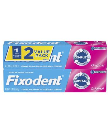 Fixodent Complete Original Denture Adhesive Cream 2.4 oz - Pack of 2 | Long-lasting Hold - Buy Online on GoSupps.com