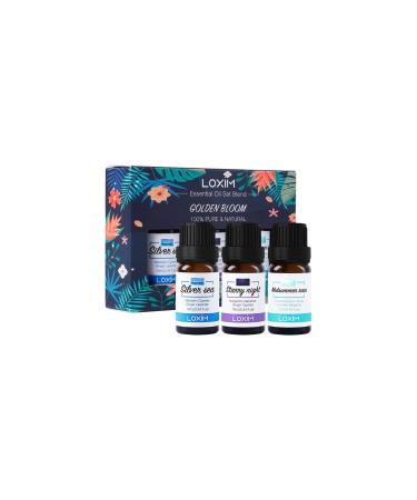 LOXIM Golden Bloom Essential Oil Set of 3 (Midsummer Rain Starry Night Silver Sea)