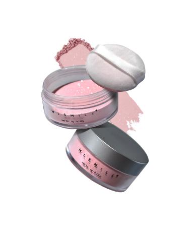 Highlighting Powder Makeup Powder Pink Shimmer Powder for Face Minimizes Pores and Fine Lines, Lightweight Long Lasting Loose Powder for Face