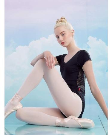 Daydance Spandex Short Sleeve Lace Back Ballet Leotard - X-Small Black - Buy Online on GoSupps.com