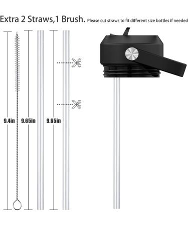 Straw Lid for Yeti Rambler Water Bottle - Fits 12oz to 64oz - Includes Straws and Cleaning Brush - Black - Buy Online on GoSupps.com