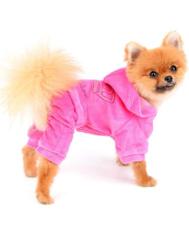 SELMAI Rhinestone Crown Dog Hoodie Jumpsuit XS Pink - Buy Online on GoSupps.com