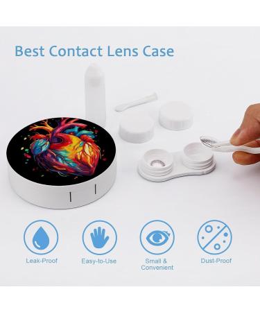 Anatomical Heart Print Contact Lens Case with Mirror | Portable & Cute Travel Kit for Eye Contacts - Buy Online on GoSupps.com
