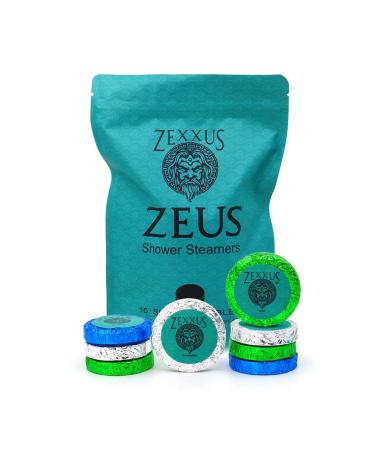 Zexxus Shower Bombs Aromatherapy - Pack of  15 Mint Shower Steamers with Organic Essential Oils for Vaporizing Steam Spa - Relaxation & Stress Shower Tablet - Great Spa Gift for Her and Him