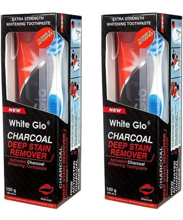 White Glo Charcoal Toothpaste 100ml Pack of 2 with 50 Sanitral Floss Sticks Included as a Gift - Buy Online on GoSupps.com
