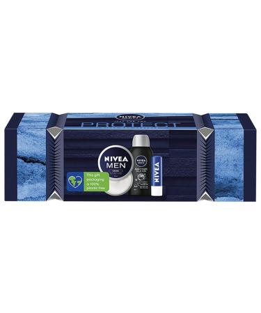 NIVEA MEN DAILY TRIO CRACKER 3PC GIFT SET SHOWER GEL CREME LIP BLAM