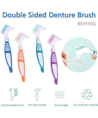 RSYHVG Denture Brush 4 Pieces Small Toothbrush for Dentures Multi-Layered Bristles Ergonomic Rubber Handle for False Teeth Cleaning - Buy Online on GoSupps.com
