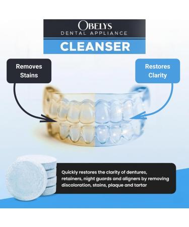 Obelys Dental Appliance Cleanser Tablets - 120 Count Tablets - For Retainers Aligners Dentures Mouthguards Night Guards Sleep Apnea Devices and Other Oral Appliances - Freshens and Cleans Daily - Buy Online on GoSupps.com
