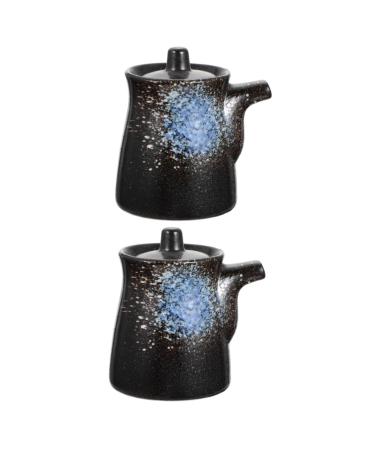Alipis 2pcs Sauce Pot Vinegar Pot Ceramic Vinegar Kitchen Storage Jar Olives Canned Ceramic Olive Sauce Dispenser Holder Oil Spice Containers Sauce Bottle Coffee Ceramics Vial 10X8.5X7CMx2pcs Bluex2pcs