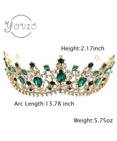 Yovic Green Rhinestone Baroque Wedding Crown for Women and Girls | Crystal Bride Tiara for Prom and Costume Parties - Buy Online on GoSupps.com