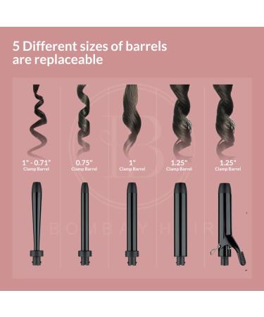 Bombay Hair Curling Wand Set - 5 in 1 Professional Tourmaline Curling Iron Kit with Heat Resistant Glove & Temperature Control | Perfect for Salon-Quality Curls - Buy Online on GoSupps.com