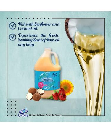 Rose Water Pure Castile Liquid Soap - Vegan Face Hand & Body Wash for All Skin Types | 1 Gallon Made in USA - Buy Online on GoSupps.com