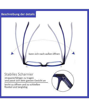 Cojwis 2 Pack Blue Light Blocking Reading Glasses for Men & Women - Spring Hinge Anti-Dizzy 1 Black & 1 Blue 2.25x Magnification - Buy Online on GoSupps.com