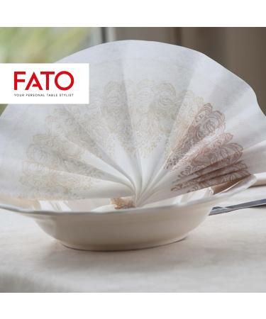 FATO Dry Paper Napkins - Airlaid Textile Effect 50 Pack 40x40 cm 4-Folded Bombay Cappuccino Pattern - Perfect for Dining & Events - Buy Online on GoSupps.com