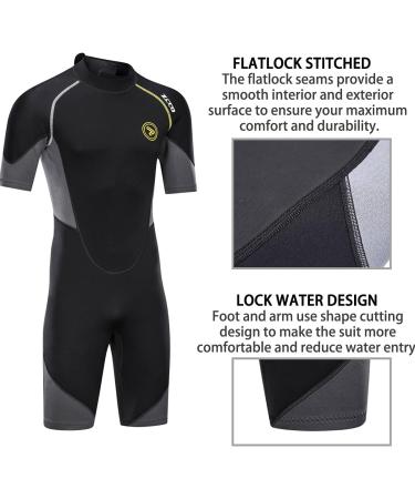 Wetsuit Shorty for Men 1.5mm Neoprene Back Zip Spring Suit | Diving, Surfing, Snorkeling | Black-Gray | XX-Large - Buy Online on GoSupps.com