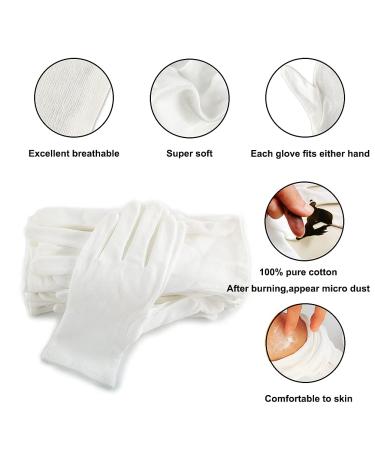 SANCNEE 12 Pairs Moisturizing Gloves for Dry Hands & Eczema - Soft White 100% Cotton - Medium (12 Pair) - Buy Online on GoSupps.com