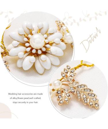 Edary Bride Wedding Hair Vine Gold Flower Hair Accessories Bridal Pearl Headband Crysal Leaf Headpiece for Women and Girls - Buy Online on GoSupps.com