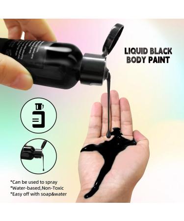 Go Ho Makeup Liquid Body Paint 2.1 oz - Black Water Based Face & Body Paint for Special FX, Cosplay, Halloween - Buy Online on GoSupps.com