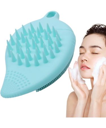 Silicone Face Scrubber Double Side Silicone Face Scrub Brush Manual Hair Scrubber Handheld Scrubber for Deep Cleaning Skin Lake Blue - Buy Online on GoSupps.com