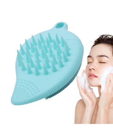 Facial Scrubber - Double Side Soft Silicone Facial Cleansing Brush - Manual Face Wash Brush for Deep Cleaning Scalp Brush for Women and Men Lake Blue