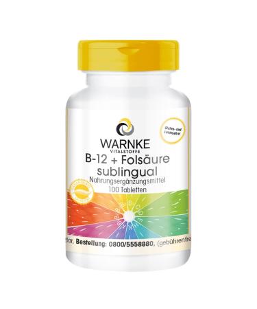 B12 + folic acid sublingual with acerola - 500 g vitamin B12 and 100 g folic acid per daily dose - high dose - 100 tablets - vegan |Warnke vital substances - German pharmacy quality