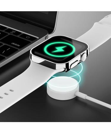 Adepoy 2 Pack Hard Case with Tempered Glass Screen Protector for Apple Watch 44mm Series 6 SE 5 4, Silver/Clear - Durable Waterproof Cover - Buy Online on GoSupps.com