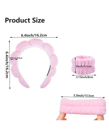 MOODKEY Pink Sponge Spa Headband for Women | Makeup Removal & Skincare | Hair Band & Accessories | 4Pcs Wristbands Included - Buy Online on GoSupps.com