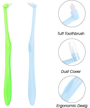 WLLHYF Single Tuft Toothbrush 2 Pieces - Interspace Tuft Brush for Orthodontic Braces - Soft Bristles for Sensitive Gums - Deep Cleaning Manual Toothbrushes - Green Blue - Buy Online on GoSupps.com